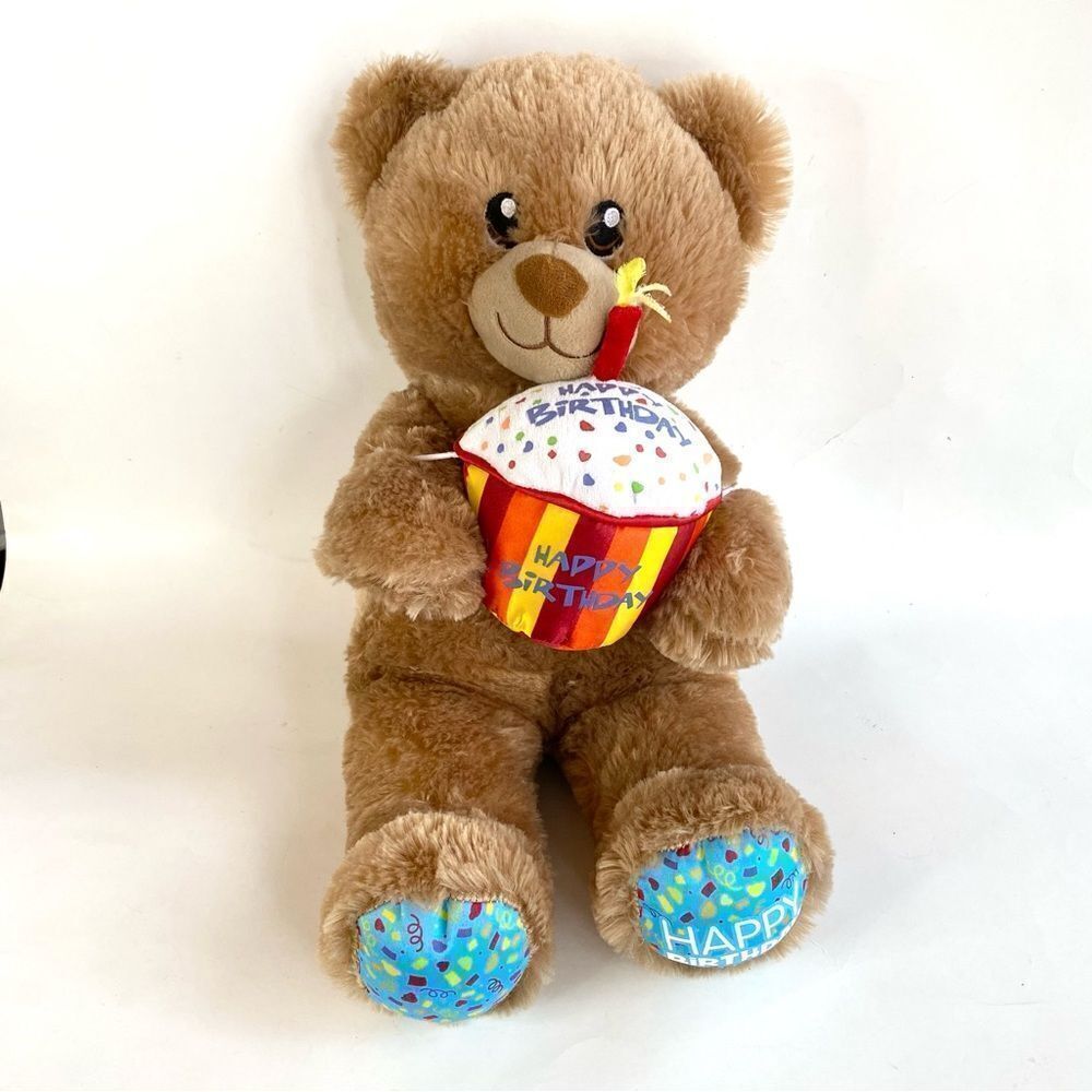 Build A Bear Workshop Happy Birthday Blue Feet Light Brown BAB EUC